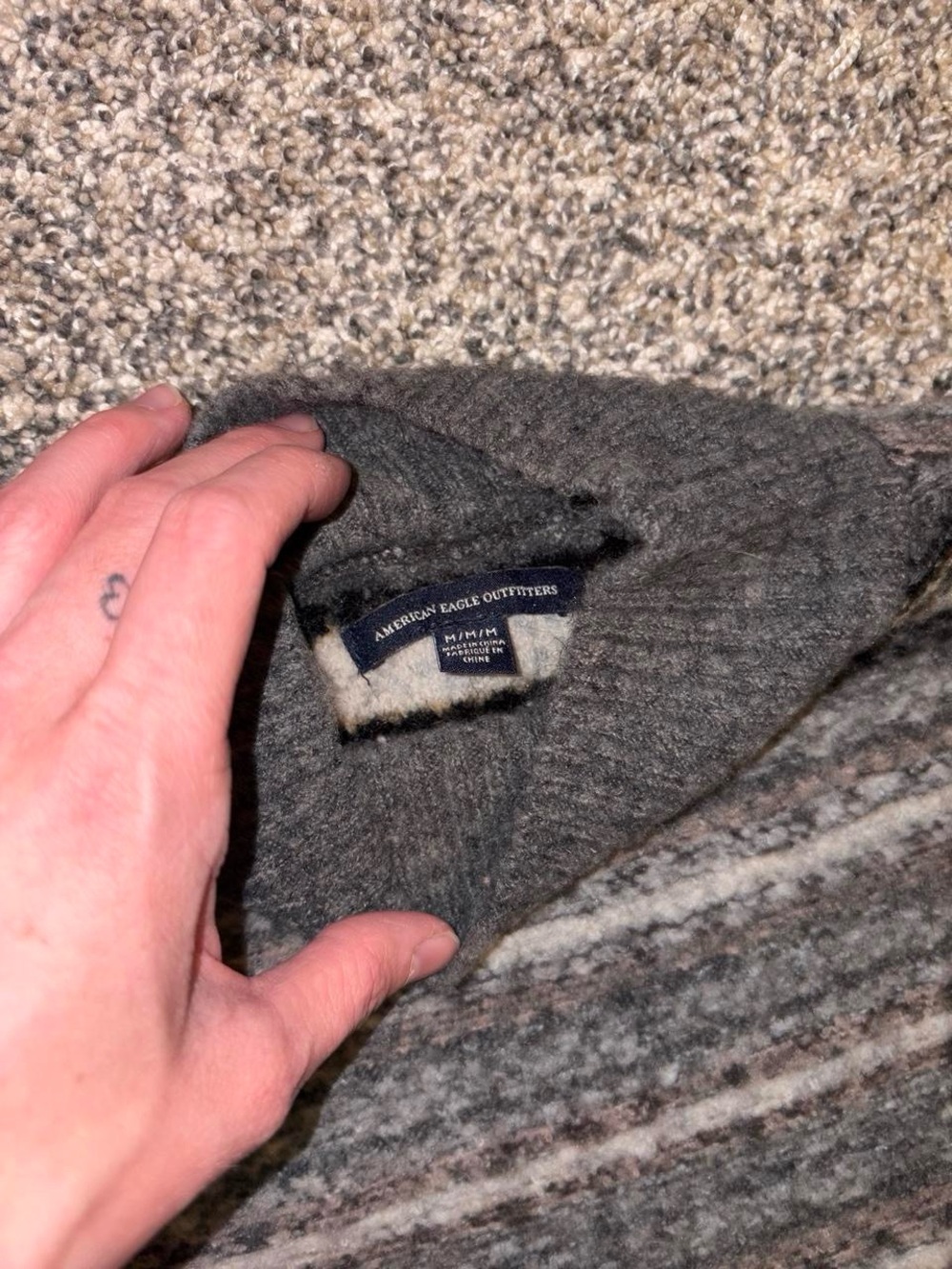 American Eagle Outfitters gray and black striped sweater - Picture 3 of 4